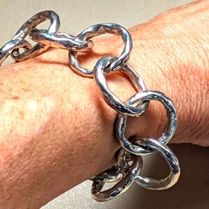 Chunky Sterling Silver Bracelet 38g Small 7"